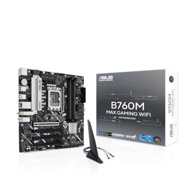 Imagem de ASUS Placa-mãe B760M MAX Gaming WiFi Intel B760 (LGA 1700) mATX, Advanced AI PC-Ready, PCIe 5.0 x16, DDR5, 3X M.2, Wi-Fi 6, DisplayPort, HDMI, SATA, USB 10Gbps Type-A, USB 5Gbps Type-C, Aura Sync