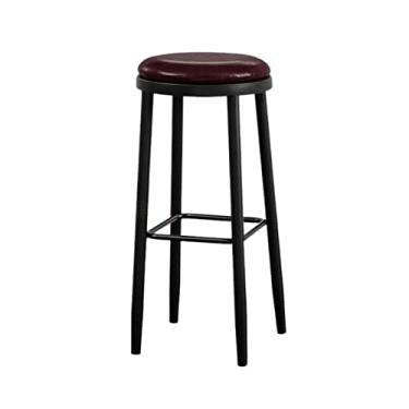 Imagem de Cadeira de bar 71 cm banco alto redondo cadeira de bar de ferro restaurante cafeteria mesa ilha cadeira de jantar bancos de bar ajustáveis (cor: marrom)