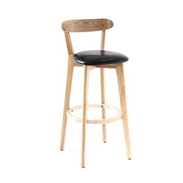 Imagem de GRFIT Cadeira de bar requintada cadeira de bar de madeira moderna simples banco alto encosto cadeira de mesa restaurante ilha banco ajustável bancos de bar (cor: D)