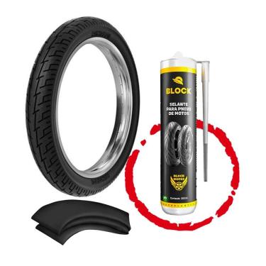 Imagem de Kit Pneu Cg Fan Titan Factor Ybr Yes 90/90-18 Bs32 Rinaldi + Camara + Selante