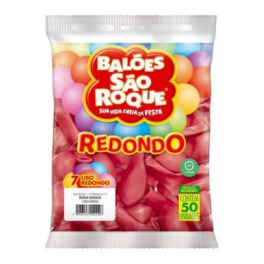 Imagem de Balão Bexiga São Roque Liso 7 Polegadas Redonda C/50 Rosa Shock 106148