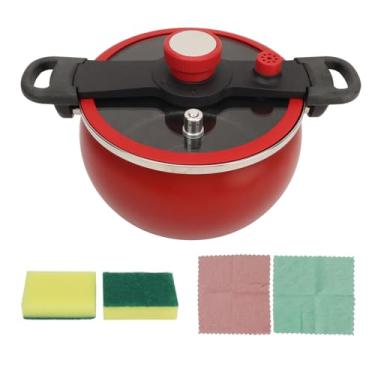 Imagem de POCREATION Panela de Pressão Micro Multi Função de 7L Com Revestimento Antiderrapante de Pedra Maifan Válvula de Pressão Variável para Fogão a Gás e Indução (Vermelho)