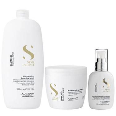 Imagem de Kit Alfaparf Semi Di Lino Diamond - Shampoo 1L + Máscara 500ml + Fluíd