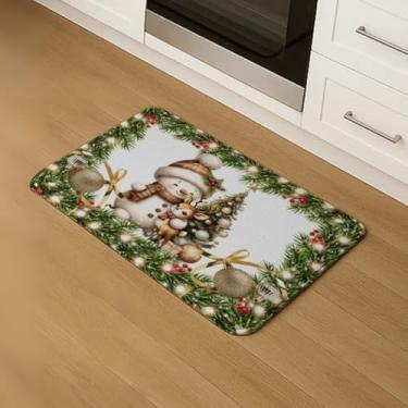 Imagem de Tapete Natalino Antiderrapante 0,60x0,50 | Deixe o Clima de Natal Invadir Sua Casa (BONEC DE NEVE DOURADO)