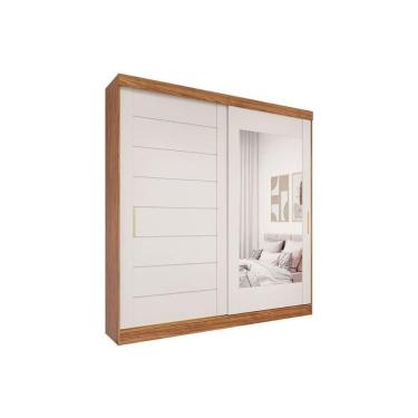 Imagem de Guarda Roupa Casal 2 Portas De Correr (1 C- Espelho) E 8 Gavetas Florença Cinamomo-off White - Panan