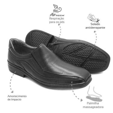 Imagem de Sapato Social Masculino Conforto Couro Preto Leveterapia  - Leveterapi