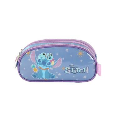 Imagem de Estojo Escolar Triplo Luxcel Stitch Aloha Violeta