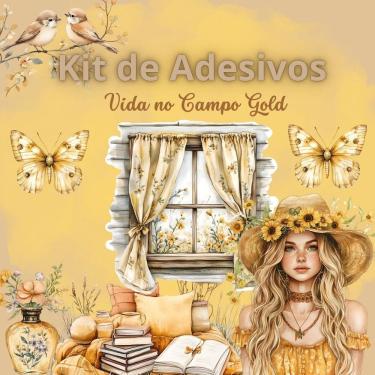 Imagem de Kit 4 Adesivos Scrapbook Biblia Journal Vida no Campo Gold