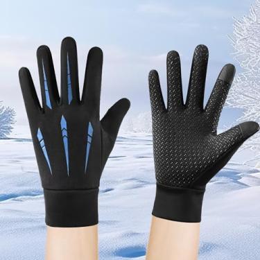 Imagem de Luvas de inverno azuis unissex – à prova d'água, tela sensível ao toque, dedo inteiro para academia e corrida