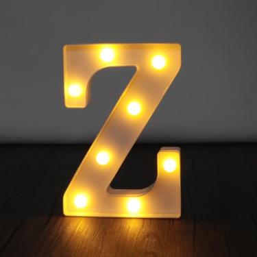 Imagem de Letreiro de letreiro com letras, letreiro com letras grandes de LED, 26 alfabetos e 10 números para decoração de festa, decoração suspensa para festa em casa, casamento, aniversário, letra Z