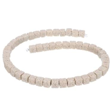 Imagem de Generic Contas de pedra vulcânica bege para fabricação de joias, difusor de óleo essencial de 8 mm, quadrado, 47 peças