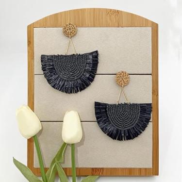 Imagem de Brincos de franja com contas boêmias com franja longa pendente, brincos de ráfia para mulheres, no size, Aço inoxidável, Sem pedra preciosa