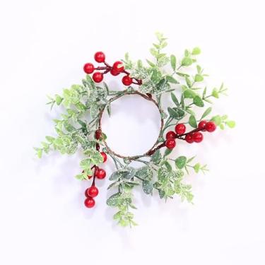 Imagem de Guirlanda de Natal de 8 cm com frutas vermelhas e grama de plástico para decoração de mesa com flores artificiais