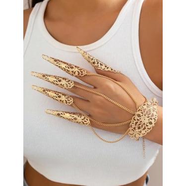 Imagem de Pulseira de corrente de mão dourada para mulheres, corrente de anel moderna, joias presentes 2025