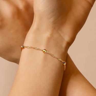Imagem de Pulseiras femininas banhadas a ouro 18 quilates de zircônia cúbica, pulseiras clássicas de cobre, bijuterias para mulheres, One Size, Cobre, Sem Pedra Preciosa