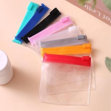 Imagem de Bolsa de comprimidos à prova d'água transparente Ziplock Seal para viagem, pacote de 7 bolsas de medicamentos reutilizáveis de 7,6 x 7,6 cm sem BPA com etiqueta para escrever
