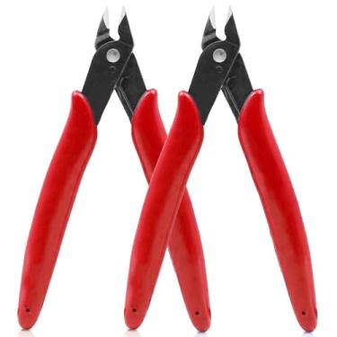 Imagem de Alicate de corte de precisão para fabricação de joias, eletrônicos, 12 cm, mini alicate de corte lateral para abraçadeiras de plástico, modelos de plástico e projetos de passatempo, 2 peças, vermelho