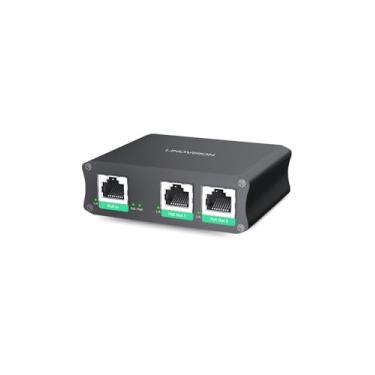 Imagem de Extensor PoE Gigabit Industrial LINOVISION com 2 Portas, Passagem e Divisão de PoE de 30W para Duas Câmeras PoE, Repetidor PoE para Extensão Adicional de 100m - 3 Anos de Garantia
