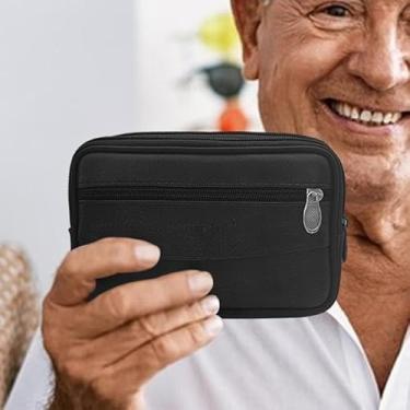Imagem de Bolsa de cinto masculina, coldre de telefone de poliuretano com zíperes de metal, bolsa multifuncional para celular para armazenar dinheiro, chave de carro, fones de ouvido, Preto, Casual