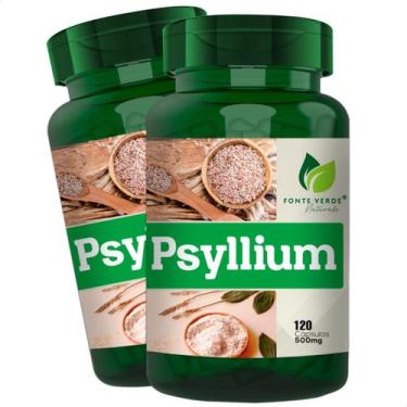 Imagem de 2 Potes Psyllium 100% Natural Kit 240 Cáps - Fonte Verde