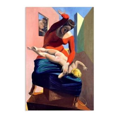 Imagem de Zeichn8u Pôster Max Ernst Blessed Virgin Chastises the Infant Jesus Reproduções de pinturas famosas Surrealismo Wall Art Canvas Max Ernst Decoração de parede para presentes de sala de estar 90 x 60 cm