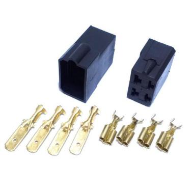 Imagem de Conjunto conector 4 vias Preto acompanha terminais 6,3MM kit facil mon