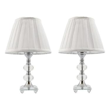 Imagem de Kit 2 Abajur Cristal Bivolt 35Cm Mesa Quarto Sala - Promoç 1