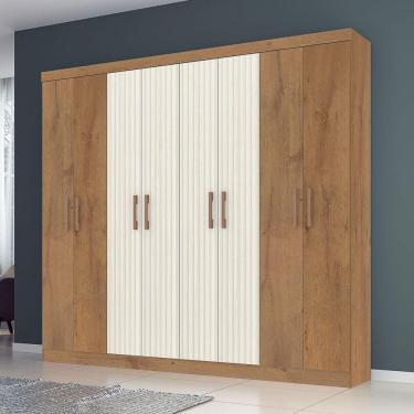 Imagem de Guarda Roupa Casal Petropolis 8 Portas 2 Gav Atualle Móveis Canelato Rustico Natura Off White