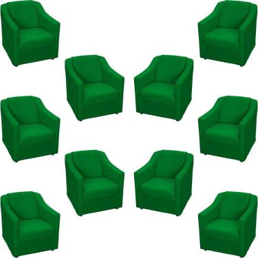 Imagem de Kit 10 Poltronas Decorativa Mila Pé De Plástico Cromado - Verde Suede
