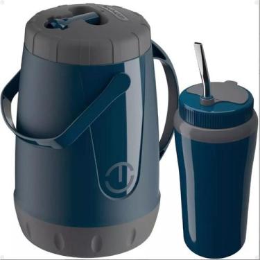 Imagem de Kit Terere Garrafa Termica 2,5L+ Copo Termico 650ML Unitermi, Azul