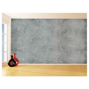 Imagem de Papel De Parede Concreto Linhas Azul Turquesa 3,5M Kkt263 - Você Decor