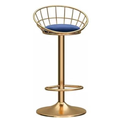Imagem de YPDJVLTI Banqueta de bar giratória cadeira de bar de veludo ajustável com encosto e apoio para os pés cadeira de jantar para cozinha bistrô pub café balcão banco bonito