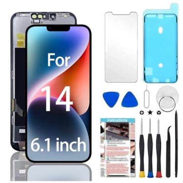 Imagem de Fixerman Tela de substituição para iPhone 14 de 6,1 polegadas, tela LCD sensível ao toque 3D com ferramentas de reparo, compatível com os modelos A2649, A2881, A2884, A2883, A2882