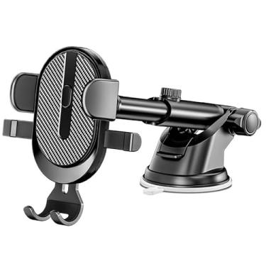 Imagem de 1 suporte de telefone para carro com braço extensível, suporte de celular para celular, tablet, veículos, fácil instalação, preto