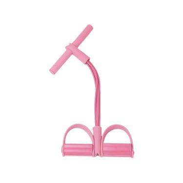 Imagem de Faixas de resistência de 4 tubos com pedais | Alongador de tornozelo e extrator de exercícios para academia em casa, ioga | Equipamento de fitness portátil para treinamento interno e externo