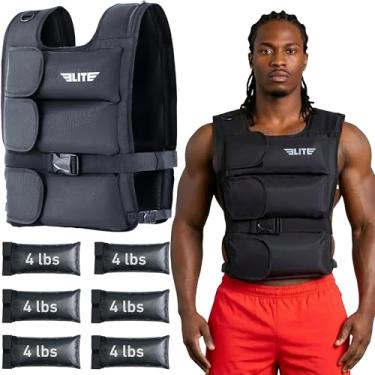 Imagem de Elite Sports Colete pesado para treino, exercícios, corrida, preparação de maratona, construção de resistência, perda de peso e treinamento de força com design refletivo (preto)