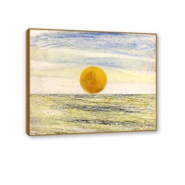 Imagem de Pôster Max Ernst Amarelo Abstrato Sol Reproduções de Pinturas Famosas Surrealismo Arte de Parede Tela Max Ernst Decoração de Parede para Presentes de Sala de Estar 65 x 50 cm (66 x 48 cm) Emoldurado