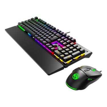 Imagem de Kit Teclado Mecânico e Mouse Gamer com LED RGB, Com Fio USB, Modelo BK-10