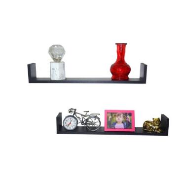 Imagem de Kit 2 pçs Prateleira Nicho U - 50cm - Safira, Preto