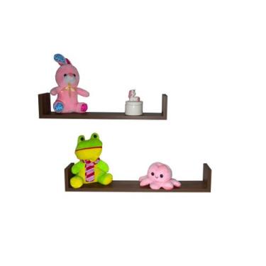 Imagem de Kit 2 pçs Prateleira Nicho U - 50cm - Safira, Marrom Escuro