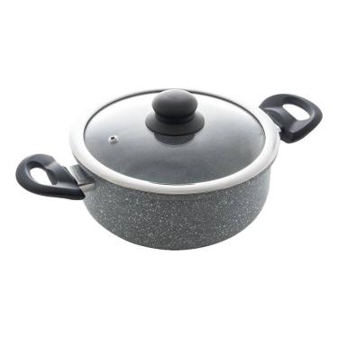 Imagem de Caçarola de Indução com Tampa de Vidro 22cm Granilite Cinza Alumínio com Revestimento Cerâmico