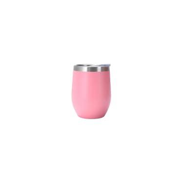 Imagem de Copo Cuia Térmico 350ml Inox com Tampa Redondo Parede Dupla Ideal para Café Cerveja Chá(Rosa Claro)