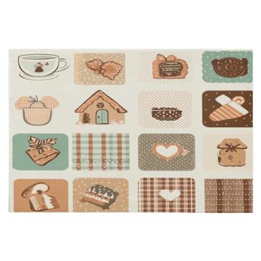 Imagem de CEBUGI Tapete de área 60 x 90 cm macio lavável tapete antiderrapante com suporte de borracha tapetes de área de Natal de gengibre para sala de estar, quarto, decoração de casa