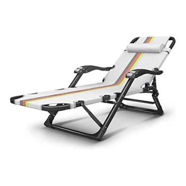 Imagem de YYBOES Espreguiçadeiras modernas, cadeira de lazer, respirável, dobrável, cadeira de deitar, varanda, praia, espreguiçadeira, descanso ao meio-dia, cadeira reclinável, resistente, ajustável para pátio