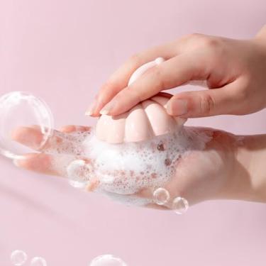 Imagem de 1 pente de massagem portátil para couro cabeludo – escova em forma de abóbora para massagem de cabeça de xampu, escova de limpeza unissex para cabeça de chuveiro (rosa)