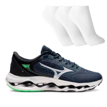 Imagem de Tênis Mizuno Wave Legend 4 Masculino + 3 Pares de Meias, 42, Marinho, 