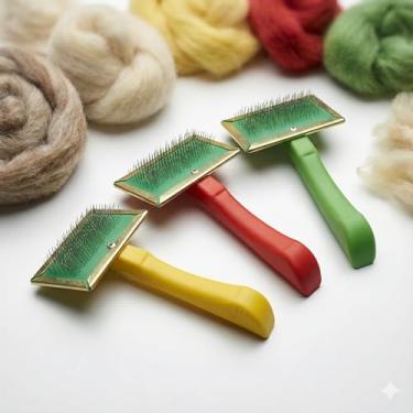 Imagem de Rasqueadeira Profissional Tira Pelos Mortos Pet Cães Gatos Cabo Ergonômico