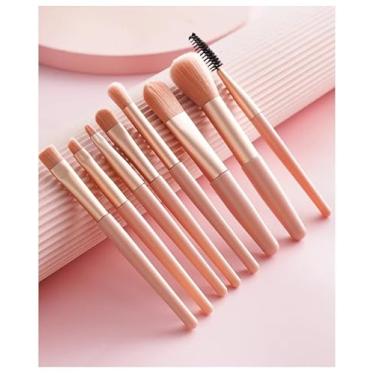 Imagem de Conjunto de 8 pincéis de maquiagem, conjunto de pincéis de maquiagem, base, blush, corretivo, mistura de sombra, delineador de olhos, conjunto de pincéis de maquiagem para viagem, bolsa de maquiagem