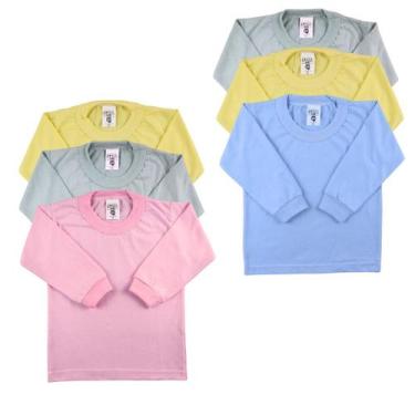 Imagem de Camiseta Infantil Manga Longa Basica Lisa 3 peças - Batutinhas Baby, A
