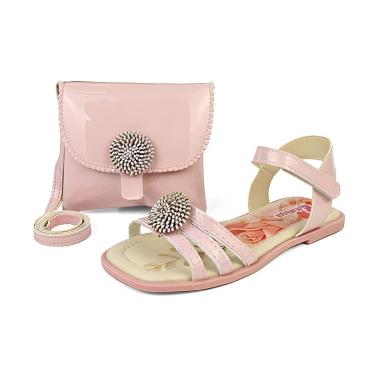 Imagem de Rasteirinha Esportiva Infantil Com Bolsa Menina Flor Kit Sandália Leve Rosa Gatatuya-Feminino